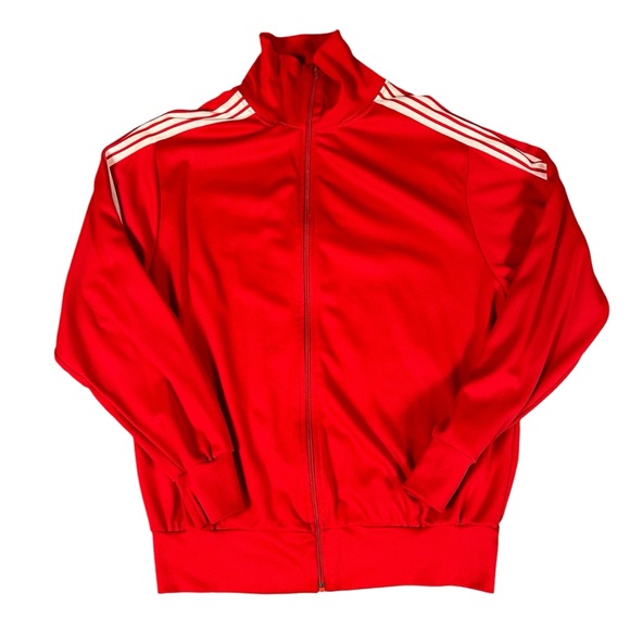 adidas Other - Vintage Retro Adidas Men's Full Zip Nylon Track Jacket Trefoil Stripes Red Large
